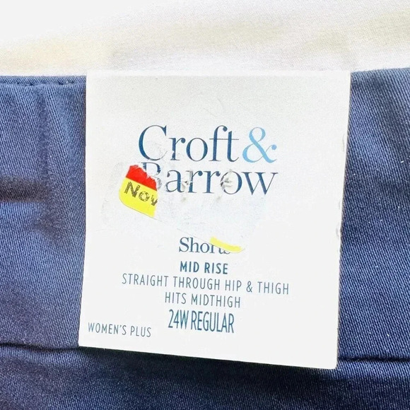 NWT CROFT & BARROW Women High Rise Stretchy Blue Bermuda Shorts Plus Size 24W - Picture 7 of 7